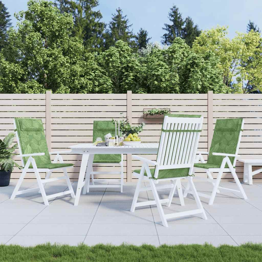 Cuscini Sedia Schienale Alto 4 pz Motivo Foglie Tessuto Oxford 361932