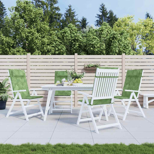 Cuscini Sedia Schienale Alto 4 pz Motivo Foglie Tessuto Oxford 361932