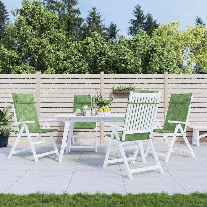 Cuscini Sedia Schienale Alto 4 pz Motivo Foglie Tessuto Oxford 361932