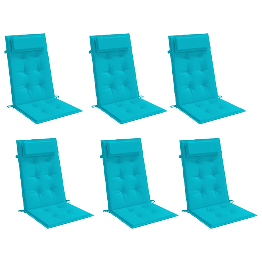 Cuscini per Sedia Schienale Alto 6pz Turchese in Tessuto Oxford 361939