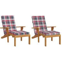 Cuscini Sedia Sdraio 2 pz Motivo Quadri Rosso in Tessuto Oxfordcod mxl 70429