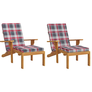 Cuscini Sedia Sdraio 2 pz Motivo Quadri Rosso in Tessuto Oxfordcod mxl 70429