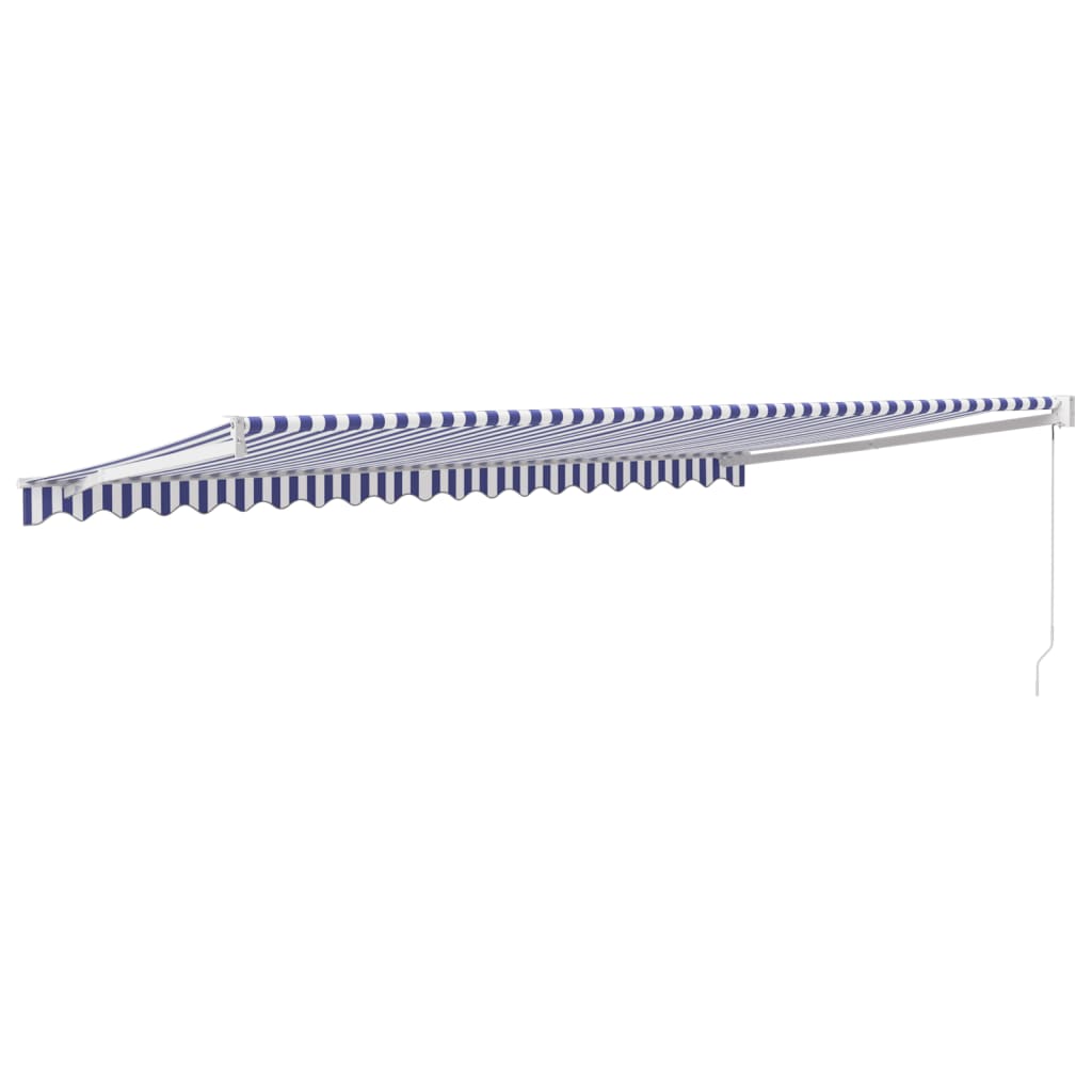 Tenda da Sole Retrattile Blu e Bianca 5x3 m Tessuto e Alluminio 3154425