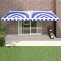 Tenda da Sole Retrattile Blu e Bianca 5x3 m Tessuto e Alluminio 3154425