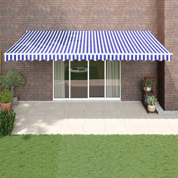 Tenda da Sole Retrattile Blu e Bianca 5x3 m Tessuto e Alluminio 3154425