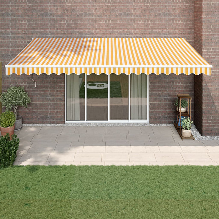 Tenda Sole Retrattile Gialla e Bianca 5x3 m Tessuto e Alluminio 3154435