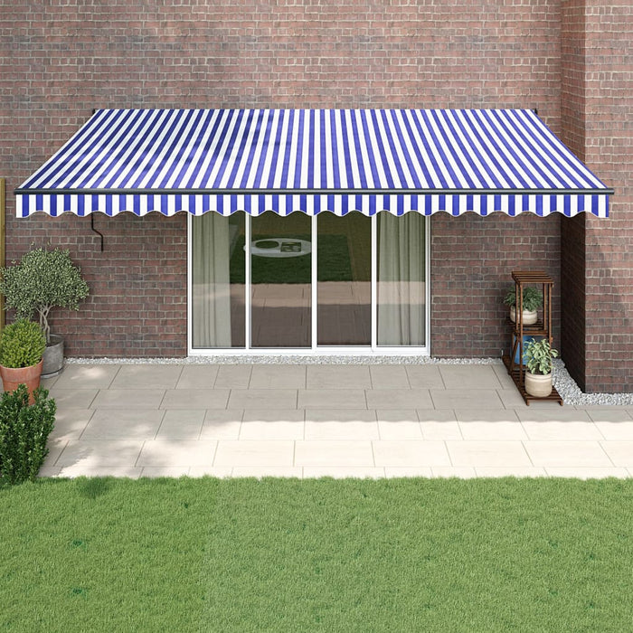 Tenda da Sole Retrattile Blu e Bianca 5x3 m Tessuto e Alluminio 3154450