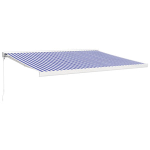 Tenda da Sole Retrattile Blu e Bianca 4x3 m Tessuto e Alluminio