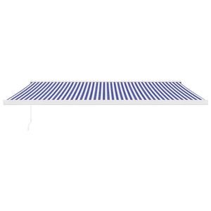 Tenda da Sole Retrattile Blu e Bianca 5x3 m Tessuto e Alluminio 3154525