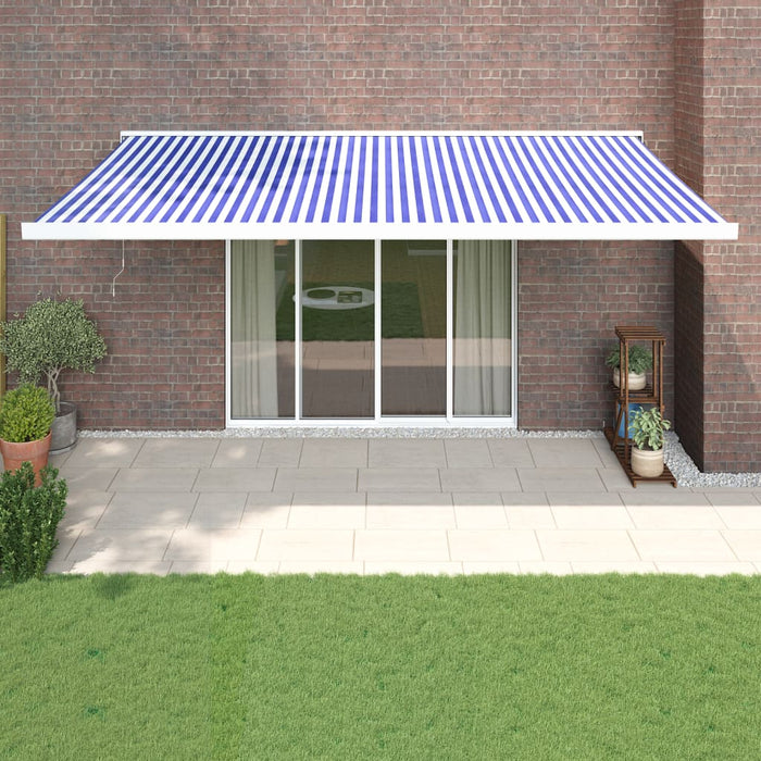 Tenda da Sole Retrattile Blu e Bianca 5x3 m Tessuto e Alluminio 3154525