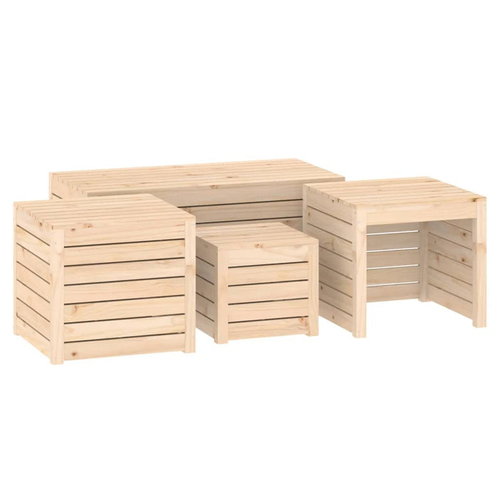 Set Cassette da Giardino 4 pz in Legno Massello di Pino 3154666