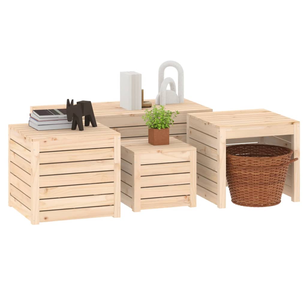 Set Cassette da Giardino 4 pz in Legno Massello di Pino 3154666