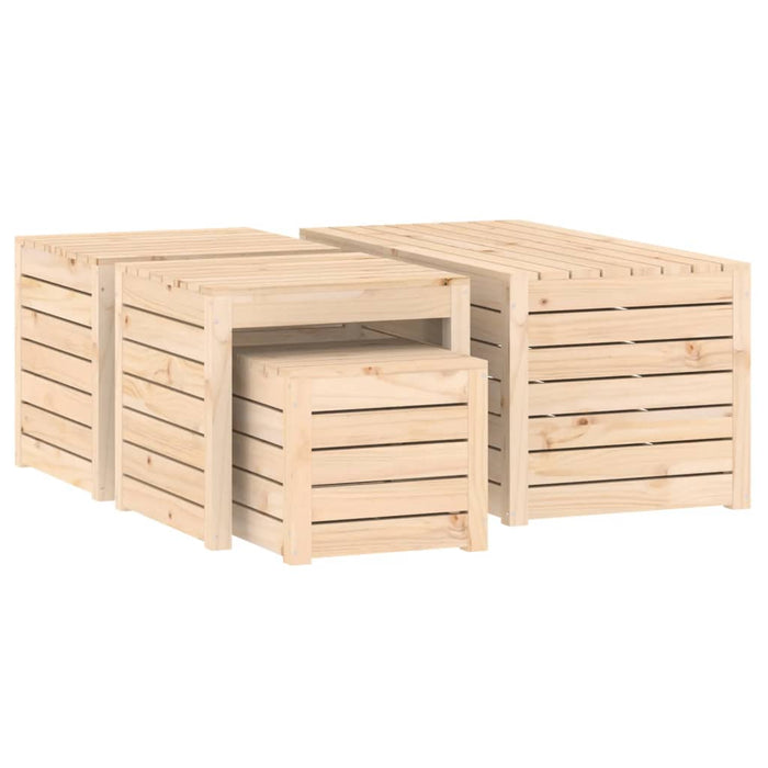 Set Cassette da Giardino 4 pz in Legno Massello di Pino