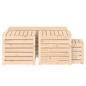 Set Cassette da Giardino 4 pz in Legno Massello di Pino 3154666