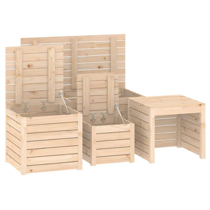 Set Cassette da Giardino 4 pz in Legno Massello di Pino 3154666
