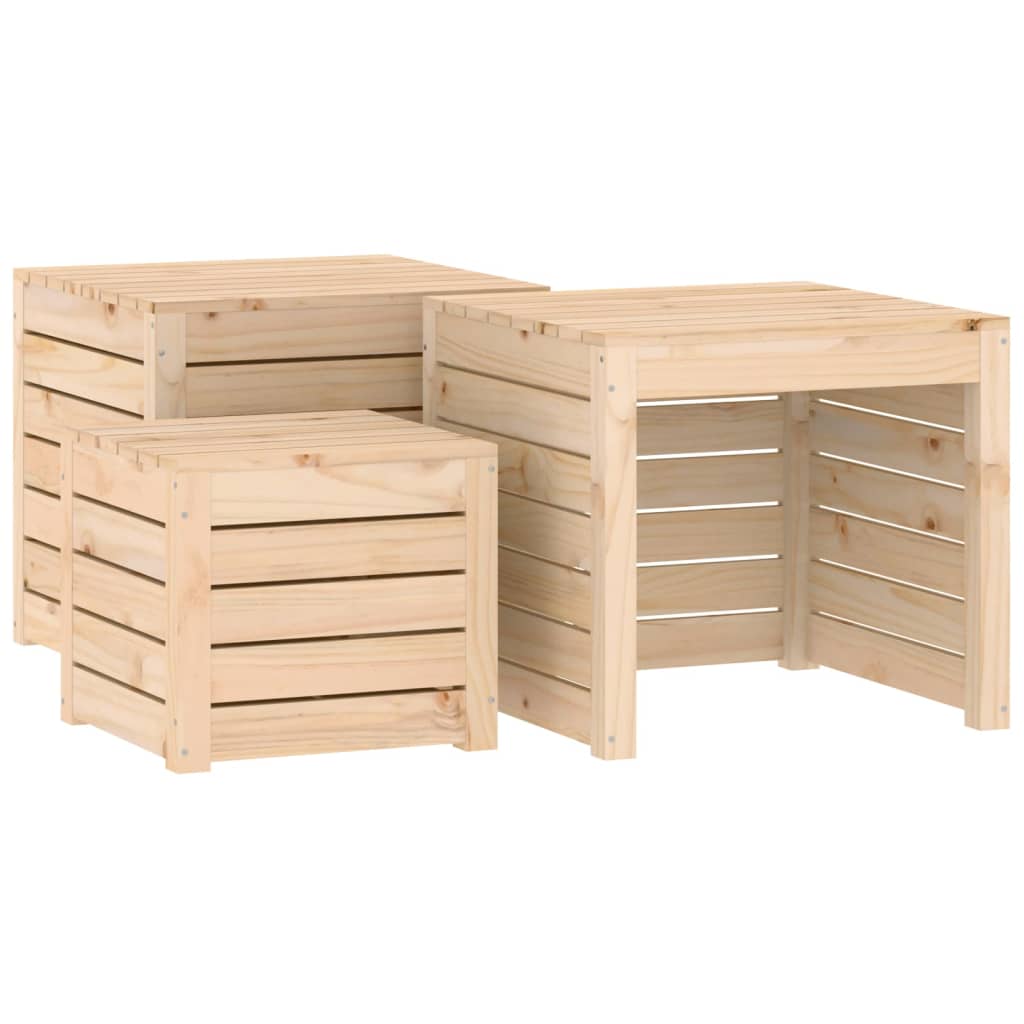 Set Cassette da Giardino 4 pz in Legno Massello di Pino 3154666