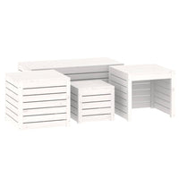 Set Cassette da Giardino 4 pz Bianco in Legno Massello di Pino 3154667