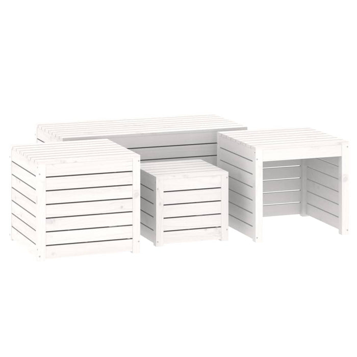 Set Cassette da Giardino 4 pz Bianco in Legno Massello di Pino 3154667
