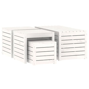 Set Cassette da Giardino 4 pz Bianco in Legno Massello di Pino 3154667