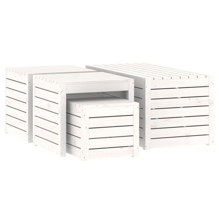 Set Cassette da Giardino 4 pz Bianco in Legno Massello di Pino 3154667