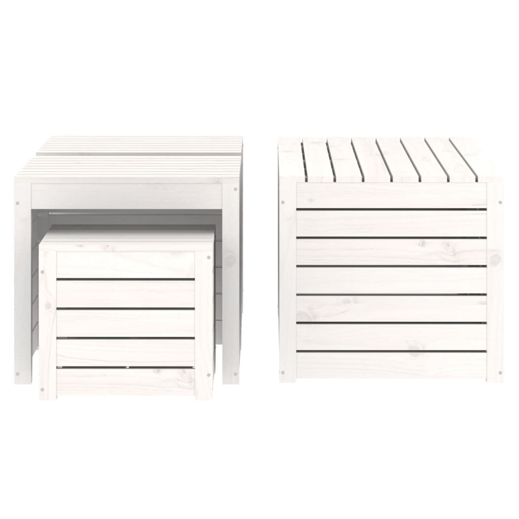 Set Cassette da Giardino 4 pz Bianco in Legno Massello di Pino 3154667