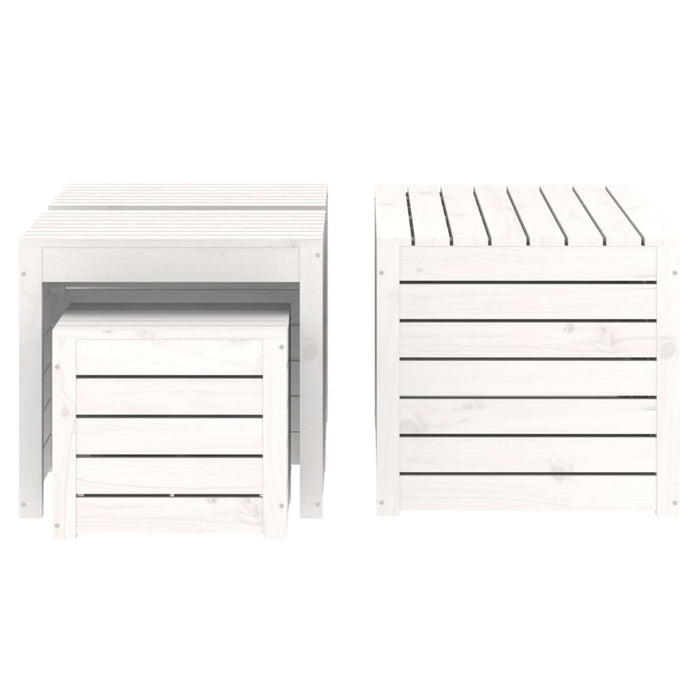 Set Cassette da Giardino 4 pz Bianco in Legno Massello di Pino 3154667