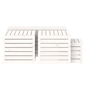 Set Cassette da Giardino 4 pz Bianco in Legno Massello di Pino 3154667