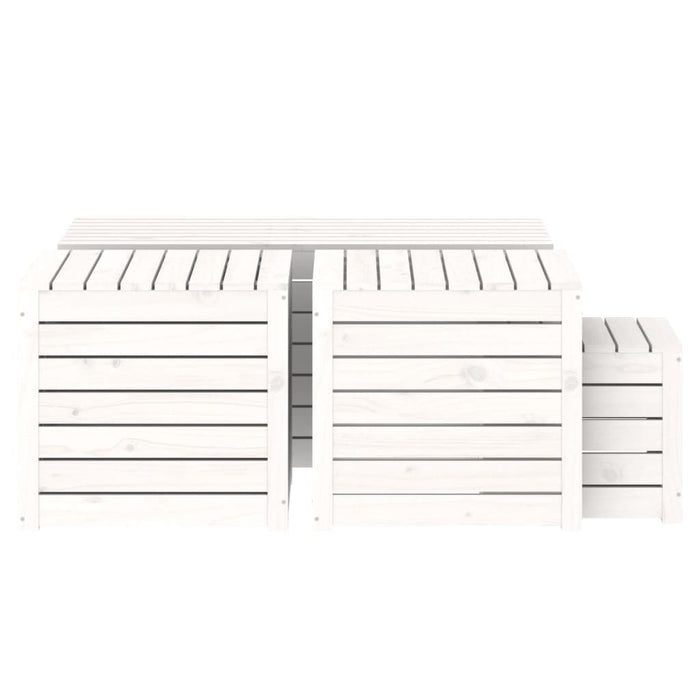 Set Cassette da Giardino 4 pz Bianco in Legno Massello di Pino 3154667