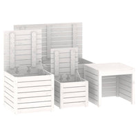 Set Cassette da Giardino 4 pz Bianco in Legno Massello di Pino 3154667