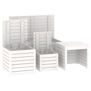 Set Cassette da Giardino 4 pz Bianco in Legno Massello di Pino 3154667