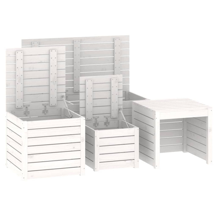 Set Cassette da Giardino 4 pz Bianco in Legno Massello di Pino 3154667