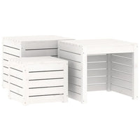 Set Cassette da Giardino 4 pz Bianco in Legno Massello di Pino 3154667