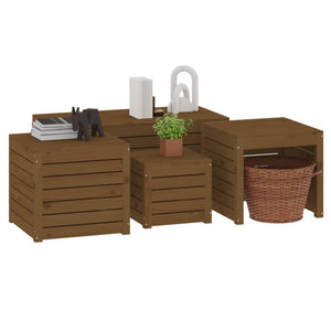 Set Cassette da Giardino 4 pz ambra in Legno Massello di Pino 3154669