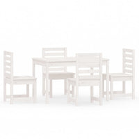 Set da Pranzo per Giardino 5pz Bianco in Legno Massello di Pinocod mxl 124206