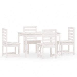 Set da Pranzo per Giardino 5pz Bianco in Legno Massello di Pinocod mxl 124206