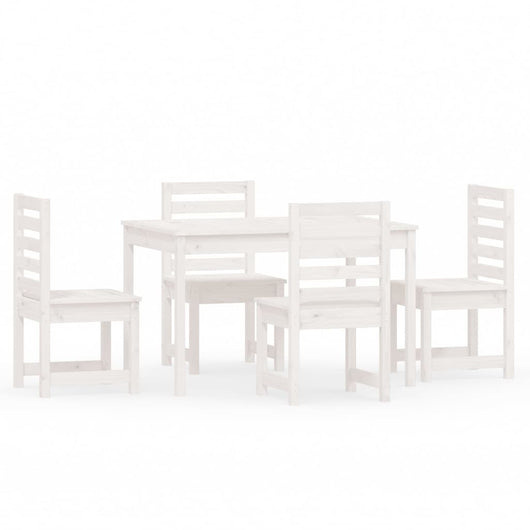Set da Pranzo per Giardino 5pz Bianco in Legno Massello di Pinocod mxl 124206