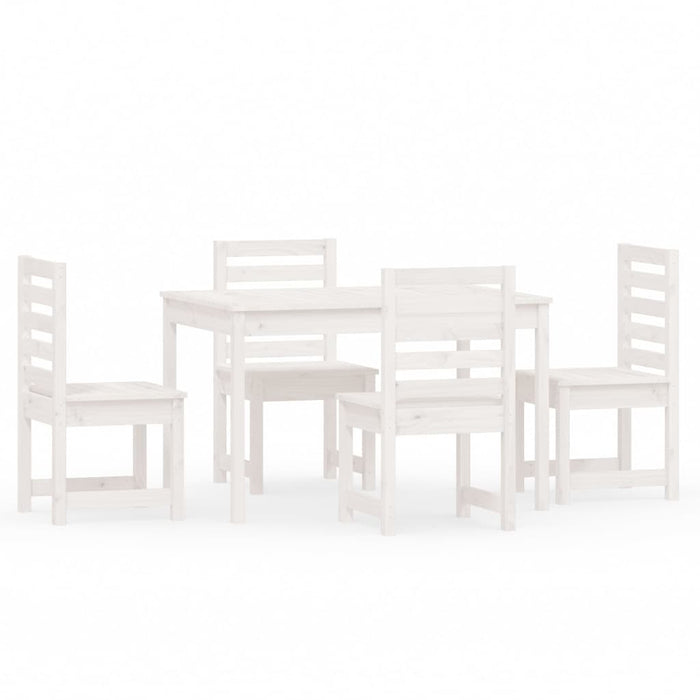 Set da Pranzo per Giardino 5pz Bianco in Legno Massello di Pinocod mxl 124206