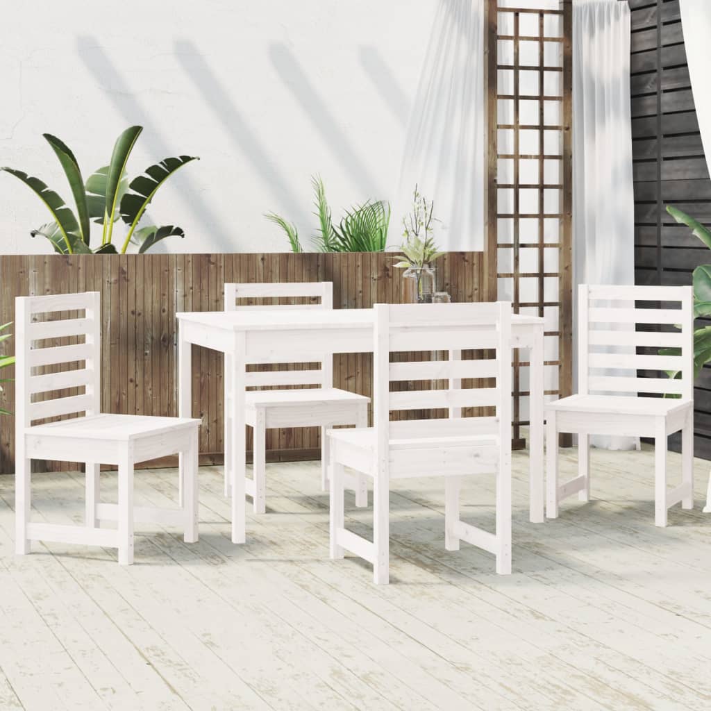 Set da Pranzo per Giardino 5pz Bianco in Legno Massello di Pinocod mxl 124206