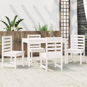 Set da Pranzo per Giardino 5pz Bianco in Legno Massello di Pinocod mxl 124206
