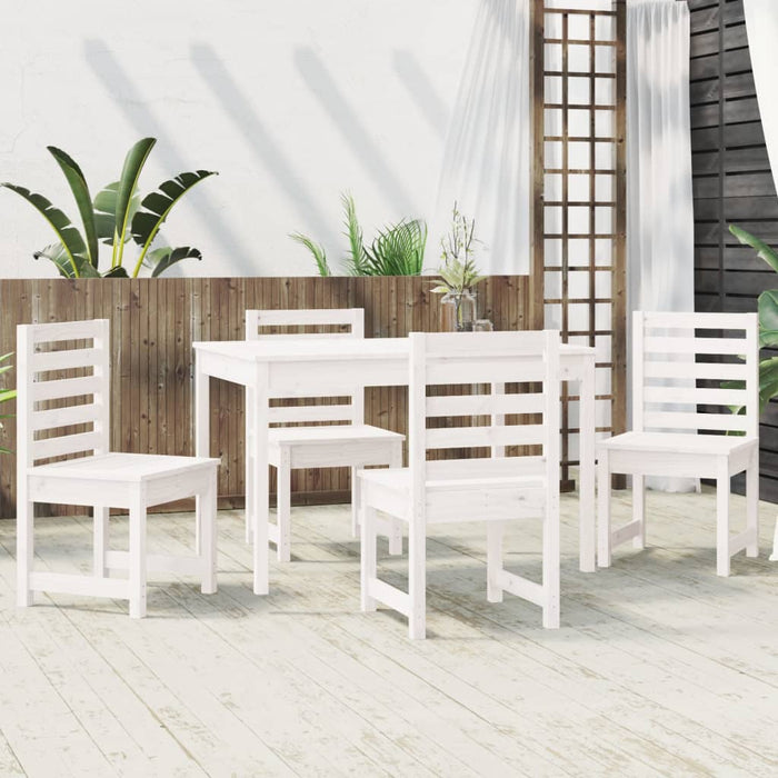 Set da Pranzo per Giardino 5pz Bianco in Legno Massello di Pinocod mxl 124206