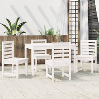 Set da Pranzo per Giardino 5pz Bianco in Legno Massello di Pino 3154684