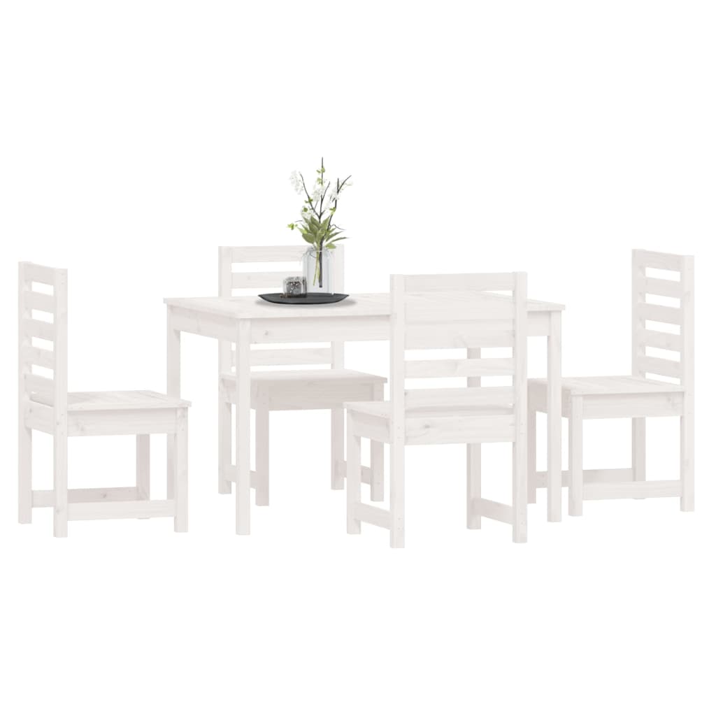 Set da Pranzo per Giardino 5pz Bianco in Legno Massello di Pino 3154684