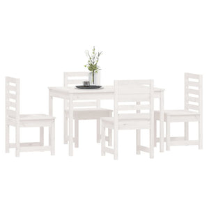 Set da Pranzo per Giardino 5pz Bianco in Legno Massello di Pino 3154684