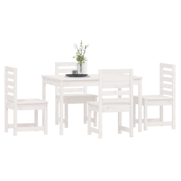 Set da Pranzo per Giardino 5pz Bianco in Legno Massello di Pino 3154684