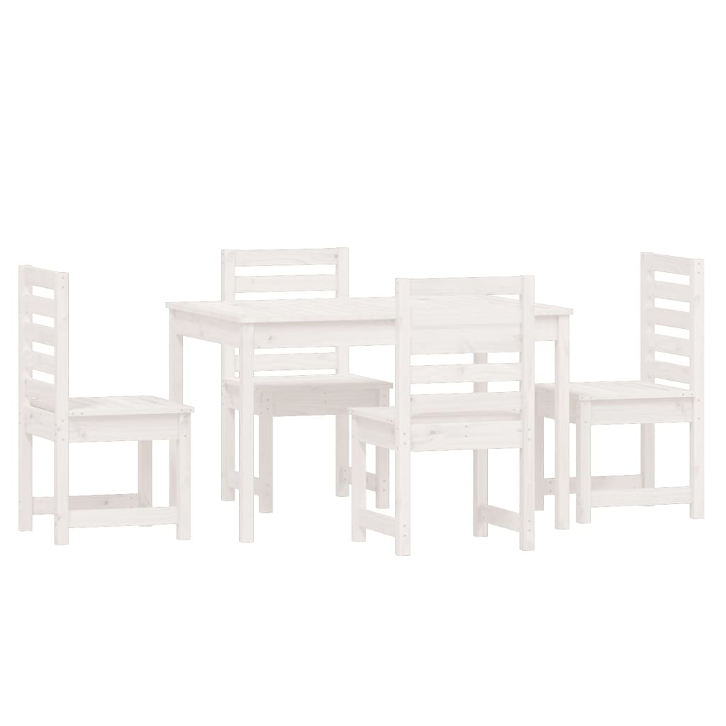 Set da Pranzo per Giardino 5pz Bianco in Legno Massello di Pino 3154684