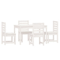 Set da Pranzo per Giardino 5pz Bianco in Legno Massello di Pino 3154684