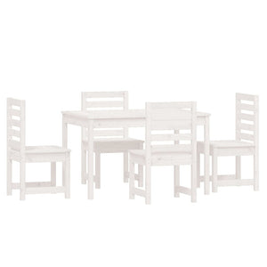 Set da Pranzo per Giardino 5pz Bianco in Legno Massello di Pino 3154684