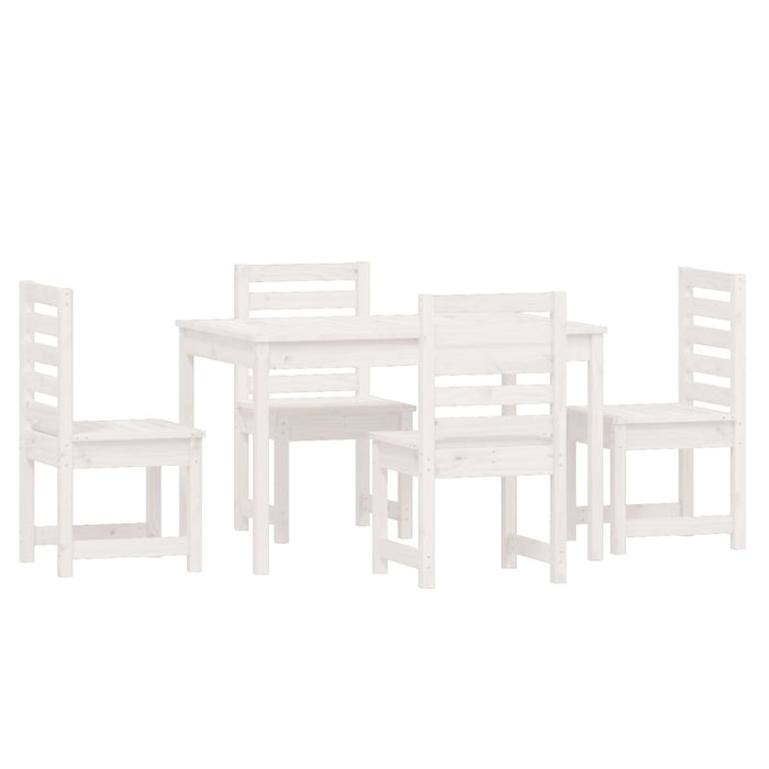 Set da Pranzo per Giardino 5pz Bianco in Legno Massello di Pino 3154684