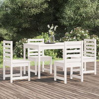 Set da Pranzo per Giardino 5pz Bianco in Legno Massello di Pino 3154684