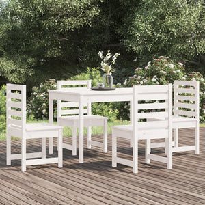Set da Pranzo per Giardino 5pz Bianco in Legno Massello di Pino 3154684